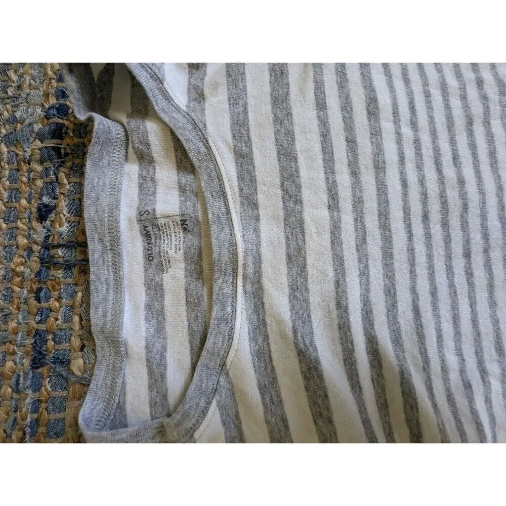 Old Navy Stretch Cotton Slim Fit L/S Grey Striped S Casual Preppy Clean Girl